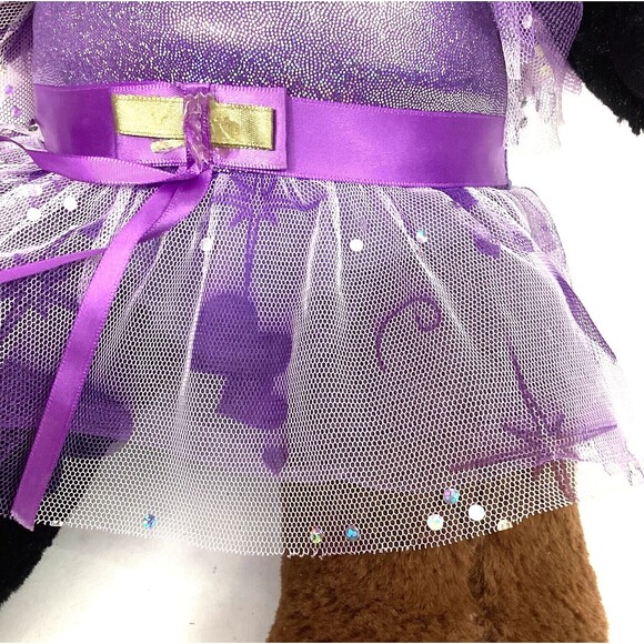 The Bear Factory-Calico Cat-Brown/Black/White-Lavender Sparkle Dress- 15" Plush - Picture 4 of 6